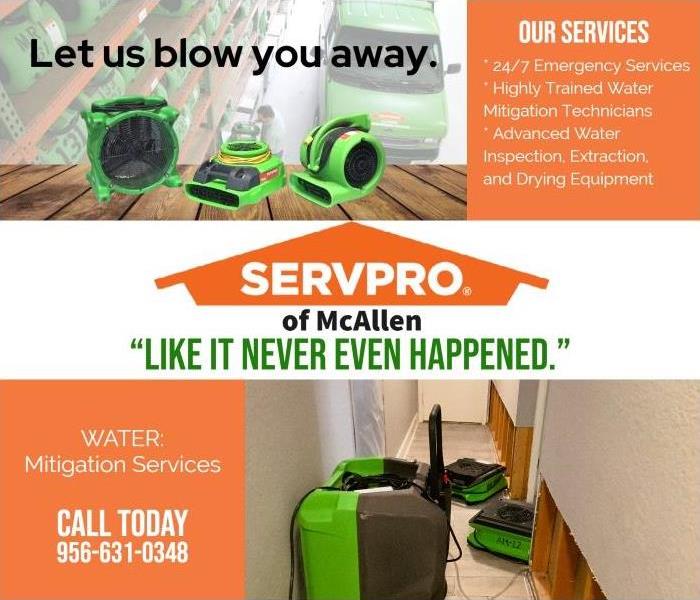 water mitigation services servpro water let us blow you away dehu